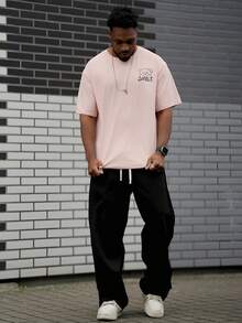 Heavens Edit 男士休闲百搭简约图案印花短袖T恤 - 粉色 - 查看 2