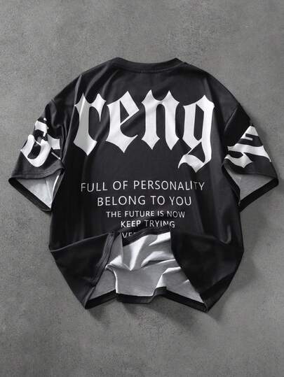 Manfinity EMRG Camiseta estampada para hombres, de moda para uso diario