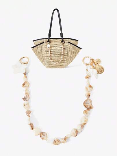 Viva Strut 1pc Fashionable Minimalist Ocean Element Bag Charm, Suitable For Pairing With Various Straw Tote Bags, Summer Beach Style