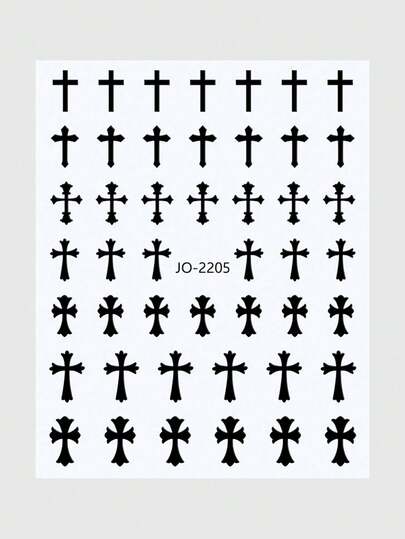 ROMWE Goth 1sheet Cross Pattern Nail Art Sticker