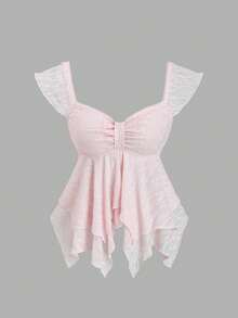 Sweetra Áo không tay cổ vuông, xoắn phía trước, xếp ly ở gấu áo, thắt eo dành cho nữ, kiểu dáng tôn dáng, thích hợp cho mùa xuân, mùa hè, kỳ nghỉ lãng mạn, hẹn hò, mặc thường ngày. - Hồng - Xem 1