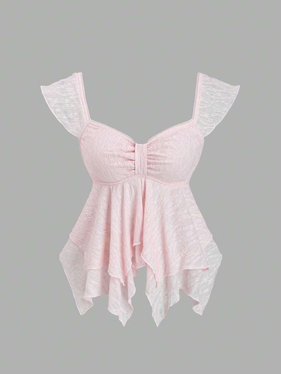 Sweetra Áo không tay cổ vuông, xoắn phía trước, xếp ly ở gấu áo, thắt eo dành cho nữ, kiểu dáng tôn dáng, thích hợp cho mùa xuân, mùa hè, kỳ nghỉ lãng mạn, hẹn hò, mặc thường ngày. - Hồng - Xem 1