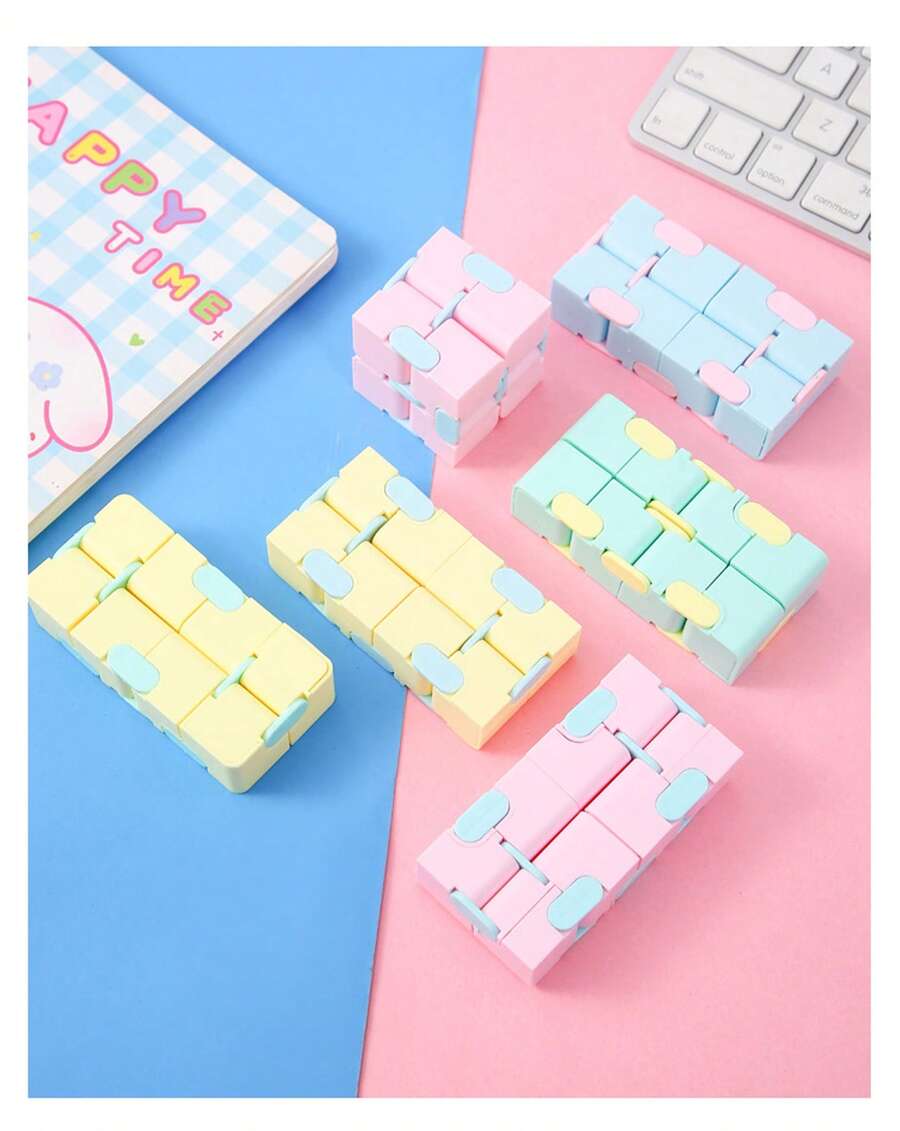 MINKOJA 1-Pack Infinity Cube Fidget Toy - Creative Stress Relief Flip Cube In Pocket-Sized Macaron Colors - Multicolor - View 1