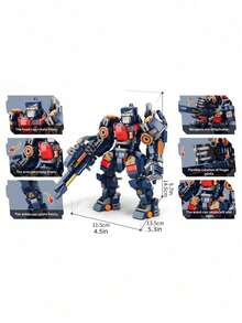 MINKOJA Blue & Red Mecha Robot Building Blocks (450PCS) - Crazy Thunder Cannon With Movable Joints & Detachable Weapons - Multicolor - View 6