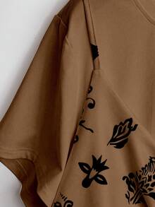 GlowEve CURVE Áo thun ngắn tay in hoa mùa hè dành cho nữ cỡ lớn - màu nâu - Xem 5