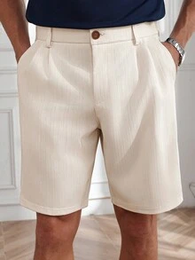 Core Aspect 男士轻便商务短裤，杏色人字纹提花面料，商务通勤皆宜，可作为男友/老公/周年纪念礼物 - 杏色 - 查看 1