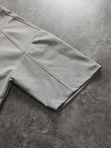 ROMWE MEN Essentials Camiseta casual de hombre de unicolor con parches, para verano - Gris - Ver 2