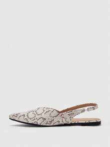 CUCCOO BIZCHIC Snake Skin Mule Slippers, Grey & White Textured Minimalist Pointed Toe, Suitable For Commuting And Dating, Low-Key Wild Vintage High-End Feel - snake pattern - View 9