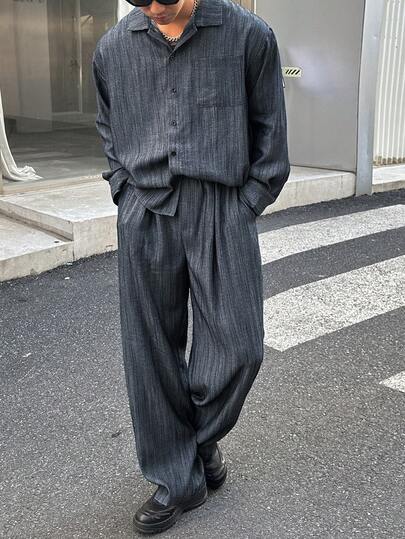 DAZY Blue Short Sleeve Shirt Outfit For Men, Spring/Summer