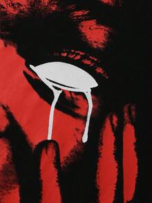 Anime 男士复古街头剪影热成像人物印花短袖T恤，夏季款 - 黑色 - 查看 7