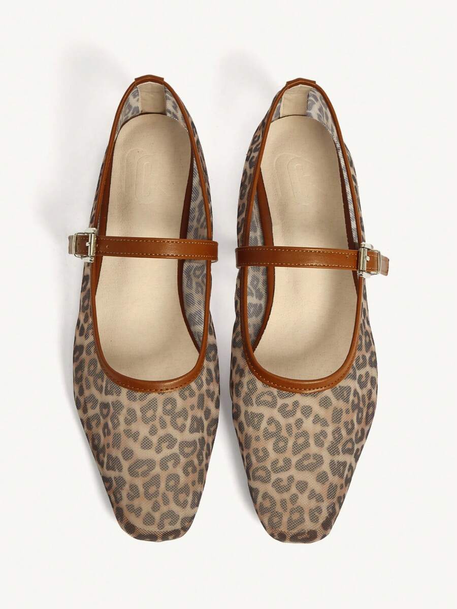 CUCCOO CHICEST Dép xăng đan đế bằng nữ họa tiết da báo, thoáng khí, thích hợp cho công sở và sinh hoạt hàng ngày. - Mẫu da báo - Xem 1