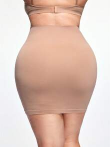 SHAPORA Váy lót cạp cao không đường may dành cho nữ cỡ lớn, kèm quần bảo hộ, váy bút chì ôm sát gợi cảm, váy định hình vòng eo. - Màu be - Xem 6