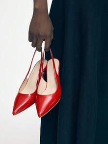 Mnmlis حذاء كعب نسائية - الأحمر - مشاهدة 1