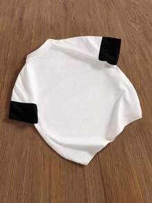 TOKVUE 男士条纹印花短袖宽松休闲 Polo 衫，适合男孩朋友礼物，四季皆宜 - 白色 - 查看 2