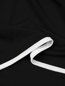 Manfinity Camiseta de manga corta con gráfico de color contrastante para hombres de talla grande - Negro - Ver 3