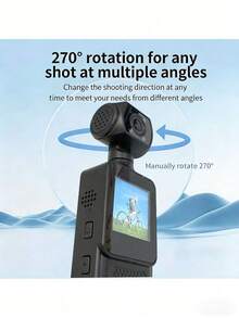 [4K Portable Camera] 4K Portable Video Blogging Camera | 270° Rotating CMOS Lens, USB Rechargeable, Suitable For Photography, Video Recording, And Audio Recording Travel, Action Camera, With 32G SD Card Memory Card - Black - View 4