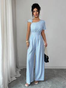 Elenzga Women's Striped & Printed Metal Bucket Jumpsuit - Multicolor - View 3