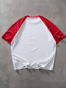 STYNVO Men's Letter Print Contrast Trim Round Neck Casual Short Sleeve T-Shirt - White - View 2