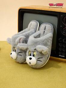 TOM & JERRY X Joivida 可爱毛绒拖鞋，湖水溪流设计，女士室内保暖家居拖鞋，可爱平底鞋，家居拖鞋，冬季鞋履。 - 灰色 - 查看 2