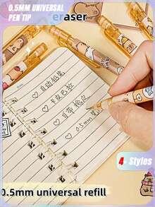 SHEIN 1pc/3pcs/6pcs/12pcs Capybara Erase Push-Button Automatic Pencil, (6pcs Box) Color Style Random, High-Quality Creative Student Stationery Pen, Cute Erase Automatic Pencil, 0.5mm Student 2B Pencil, No To Sharpen The Core, Replaceable Core Push-Button Automatic Core, Smooth Writing, Built-In Eraser, Suitable For Adult And Student Creation, Family Drawing, Christmas Card Coloring,Office Signature Supplies, Giftery For Family, Friends, Colleagues, Boys, Girls, School Supplies - Multicolor 1 - View 2