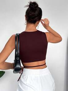 Siren Gaze Áo tank top nữ dáng ôm, hở lưng, màu trơn, thích hợp mặc mùa hè. - Màu Tím - Xem 6