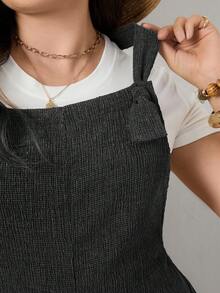 Zelara 大码女式夏季休闲度假简约纯色拼接口袋连体衣 - 黑色 - 查看 3