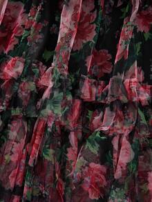 Franclia 大码女装新款夏季复古喇叭裙，蕾丝优雅A字裙，飘逸裙，休闲度假裙 - 玫瑰紅 - 查看 4