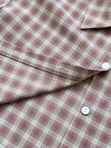 SHEIN 少女休闲日常复古格子短袖衬衫 - 粉色 - 查看 4