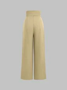 Sweetra High Waist Loose Flattering Drape Women's Pants, Spring - Khaki - View 2