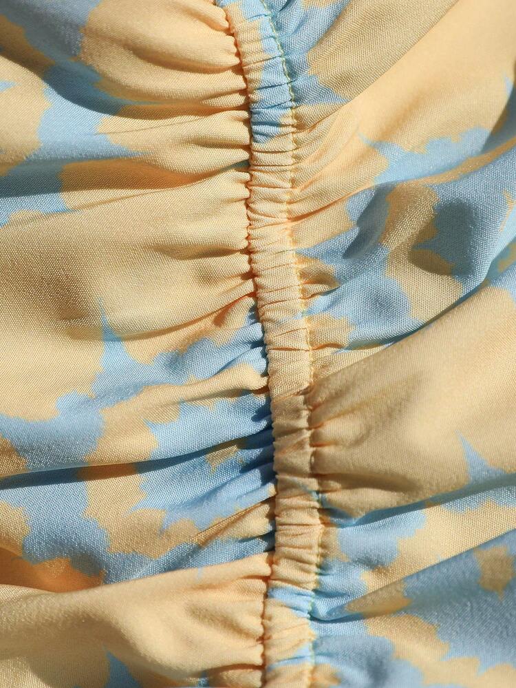 Vivid Eden Regata Feminina com Decote em V, Alças com Laço, Costas Abertas, Estampa Gráfica em Estilo Boêmio, Casual para Férias de Verão - Luz amarela - Visão 6