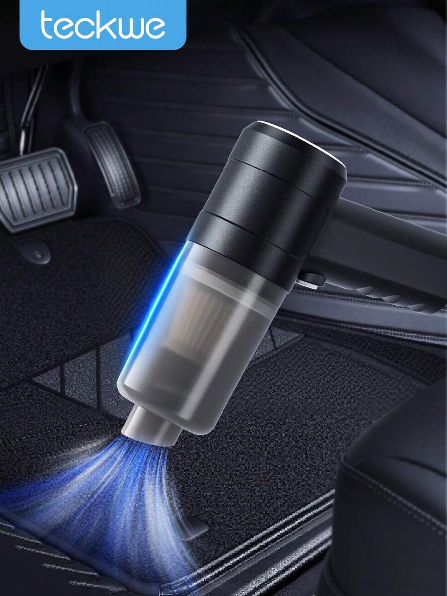 Teckwe 純色極簡風格便攜式手持汽車吸塵器，適用於日常使用 - 黑色 - 查看 1