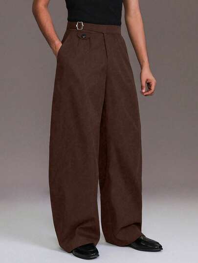 STYNVO Men's Fashionable Versatile Solid Color Curved Leg Pants