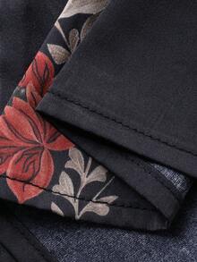 DAZY Damen Kleid mit V-Ausschnitt, tailliert, Langarm, Blumendruck, Sommerkleid für Frauen - Schwarz - Übersicht 4