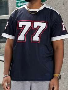 Heavens Edit 男士休闲圆领短袖 T 恤，带 3D 数字印花，黑色和橙色 #77，时尚街头服饰 - 黑色 - 查看 6