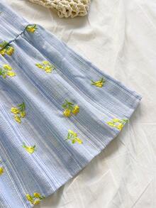 Soleia Đầm ngắn in hình chanh nhiều màu sắc dành cho nữ, thích hợp cho kỳ nghỉ. - Màu xanh lam - Xem 4