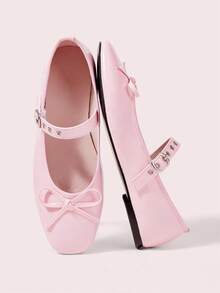 CUCCOO DOLLMOD Round Toe Comfortable Pink Bow Fashionable And Elegant Women's Flat Shoes Spring Shoes Spring Break Easter - girl powder - View 2