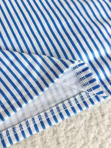 男婴可爱休闲条纹短袖T恤短裤套装（2件套），藏蓝色 - 彩色 - 查看 4