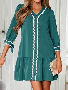 EMERY ROSE 梭织宽松公主袖开衫短裙 - 綠色 - 查看 1