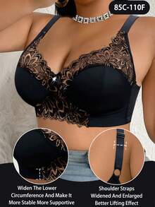 DesireSculpt 1 chiếc áo ngực không gọng cỡ lớn phối ren - màu đen - Xem 4