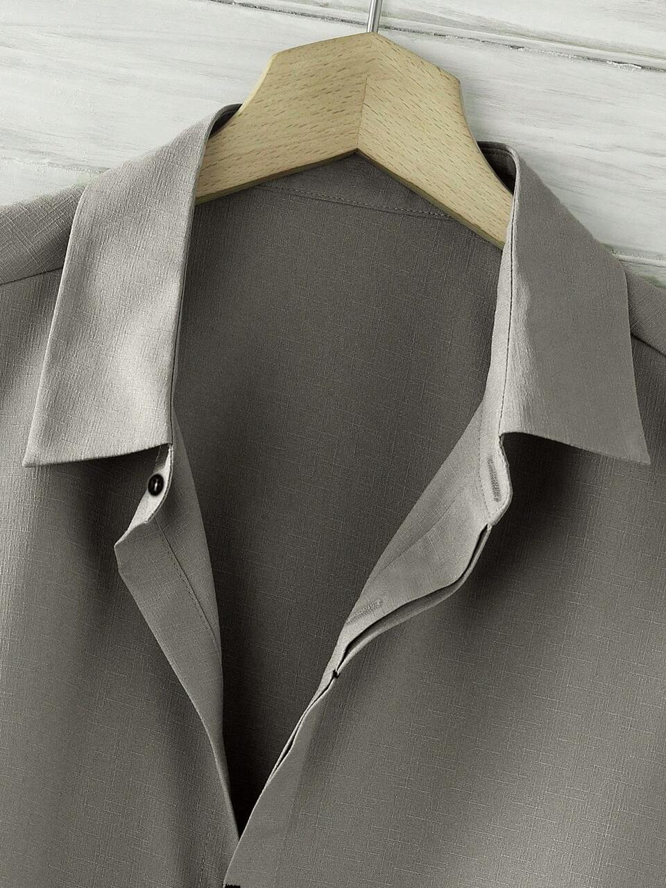 Men Button Up Curved Hem Shirt, Formal