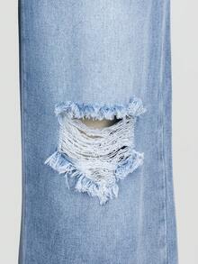 Tween Girls Light Blue Ripped Baggy Jeans,Y2K Grunge Style Loose Straight Leg Distressed Denim,Summer Back-To-School Fashion Casual Jeans For School - Medium Wash - View 6