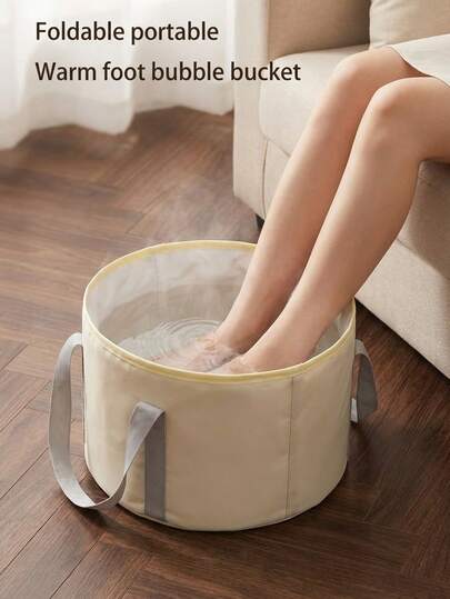 1pc Foot Soak Tub Foldable Temperature Controlled Bubble Foot Bath Tub, Home Travel Camping Foot Basin, Massage Foot Bath Tub, Sports Outdoor Care Artifact