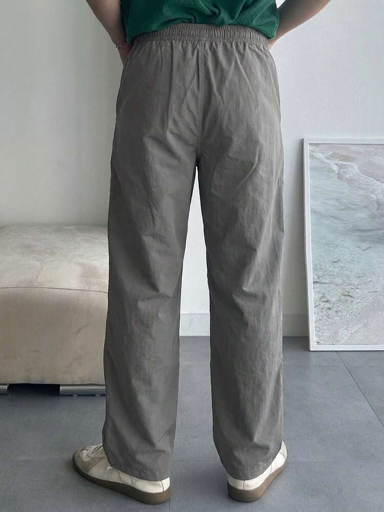 Men's Solid Color Slim Fit Outdoor Casual Pants, Elastic Fabric, Spring