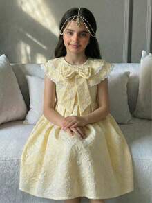SHEIN Young Girl Ditsy Floral Ruffle Hem Casual Dress - Yellow - View 5