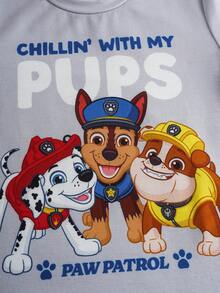 SHEIN | PAW Patrol Young Boy Letter & Cartoon Graphic Round Neck Long Sleeve T-Shirt - Grey - View 5