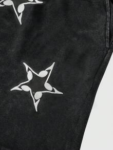 ROMWE MEN Street Life Quần short nam thường ngày in hình ngôi sao - màu đen - Xem 8