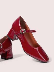 CUCCOO DOLLMOD Women's Round Toe Burgundy Mary Jane Shoes, Sweet & Cute, Versatile & Comfortable, School Style - Burgundy - View 2