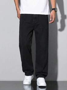 Tween Boys' Distressed Denim Jeans, Casual Loose Fit Baggy Retro American Style - Black - View 9