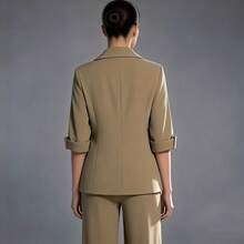 Traje de trabajo para desplazamientos Temperament, conjunto de pantalones anchos y ajustados de dos piezas - Caqui - Ver 2