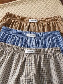 3pcs/Set Men's Plaid Pattern Pants - Multicolor - View 3